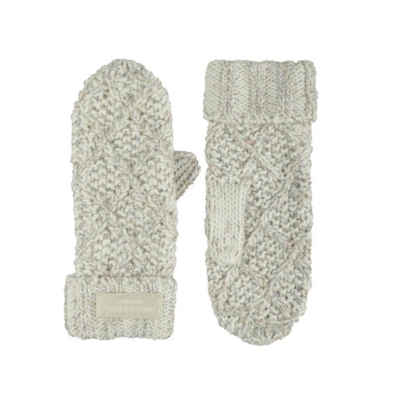 Kurt Geiger Metallic Cable Knit Mittens Bone Multi , One Size New w/Tag - Picture 2 of 4